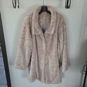 Women's Cream Faux Fur Coat